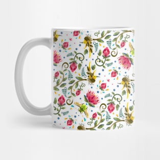 Dynamic Sugarbird and Green Beetle Pattern Mug